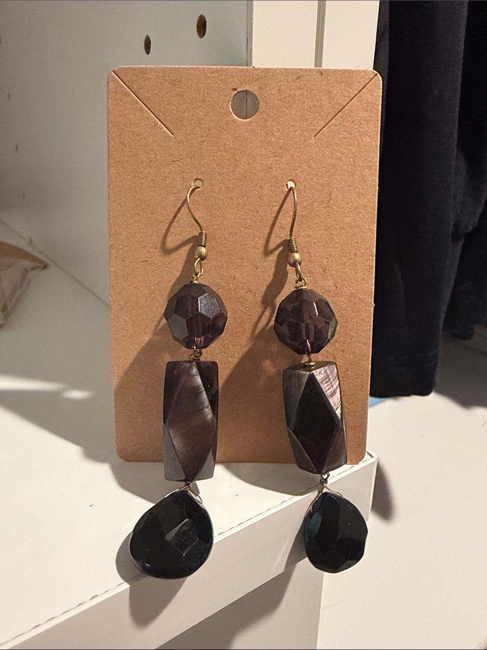 Handmade Dark Brown Bead Drop Earrings - Women Jewelry